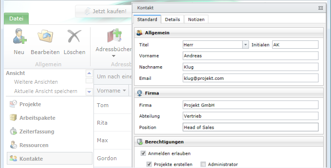 InLoox PM Kontakte InLoox PM Kontakte
