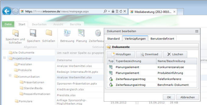 Vernetzung von Projektinformationen Vernetzung von Projektinformationen