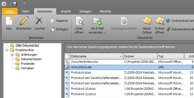 Dokumenten-Ordneransicht Dokumenten-Ordneransicht
