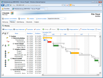 <b>Zeitplanung</b> – Vorgänge, Meilensteine und Ressourcen mit InLoox Web App online steuern.