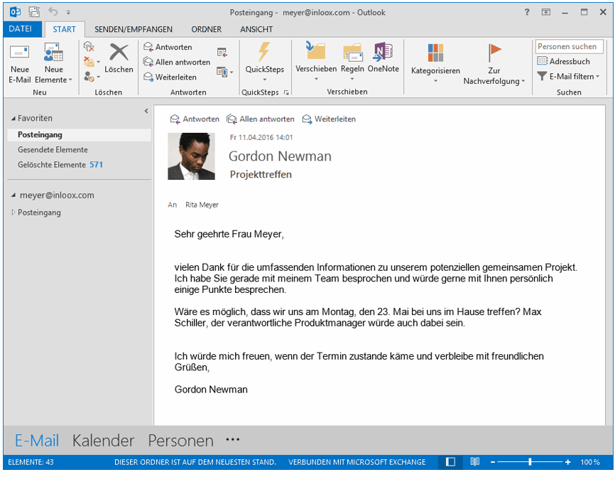 InLoox integriert sich nahtlos in Microsoft Outlook