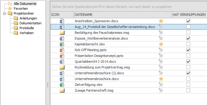 Dokumenten-Ordneransicht