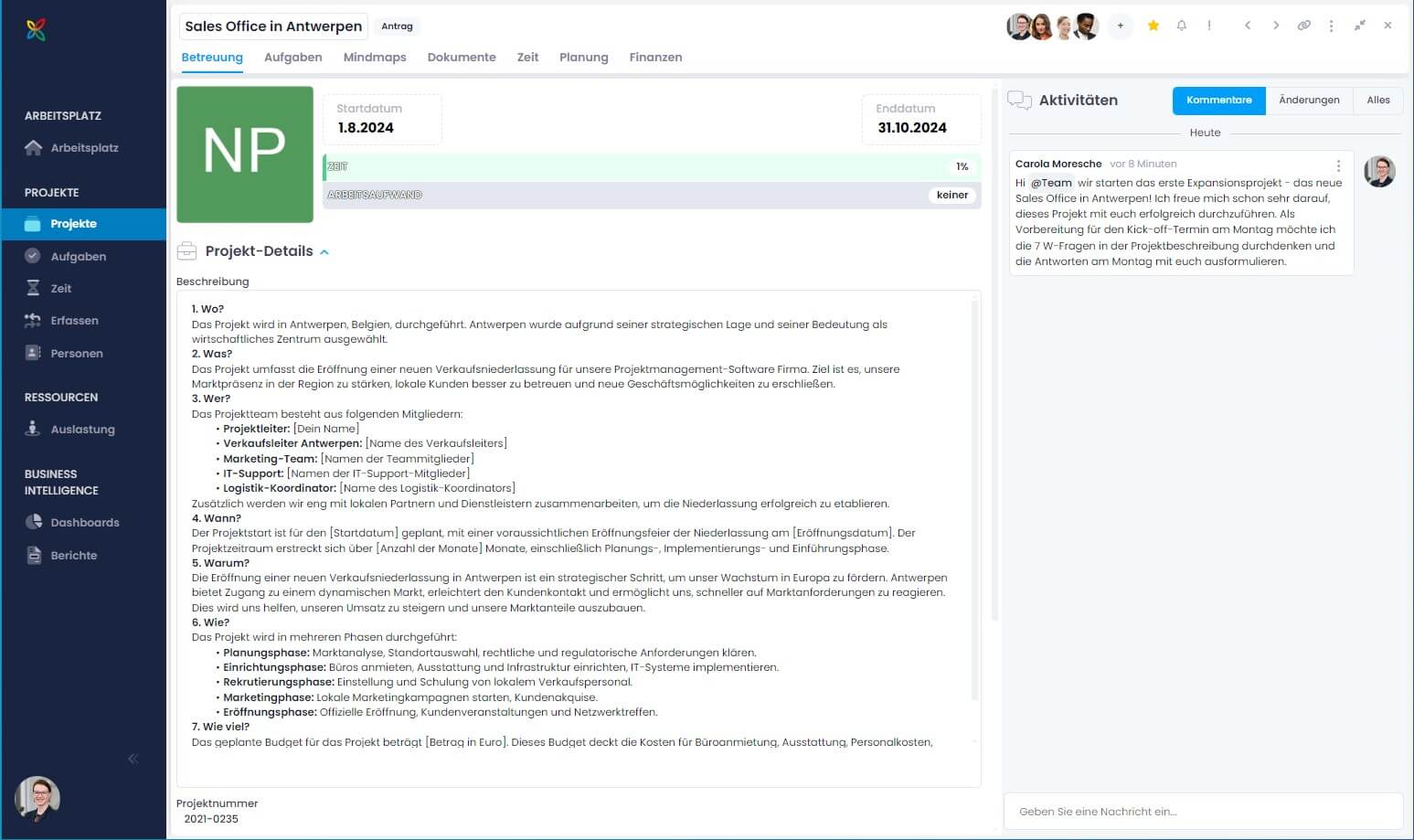 InLoox Projektbeschreibung: die 7 W-Fragen für den Projektstart