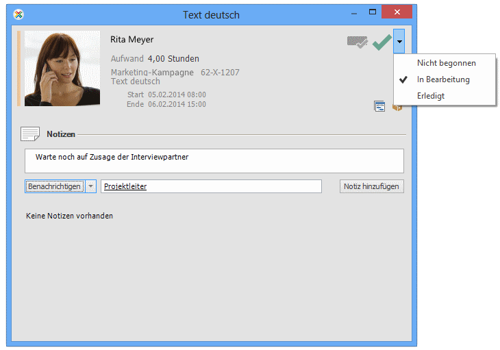 Aufgabenmanagement mit InLoox PM: Arbeitspaket-Status