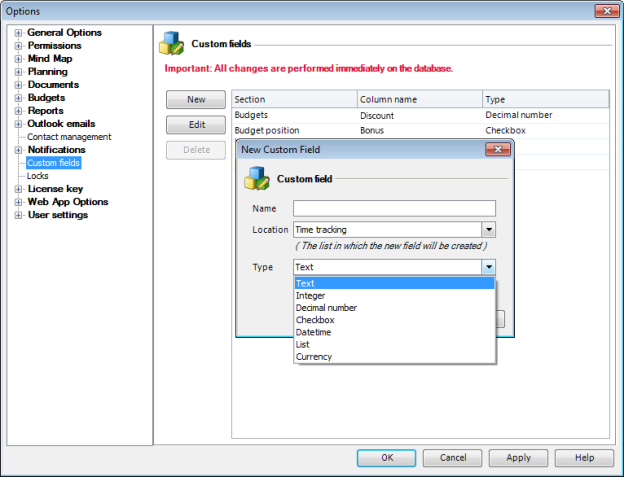 Benutzerdefinierte Felder in InLoox PM