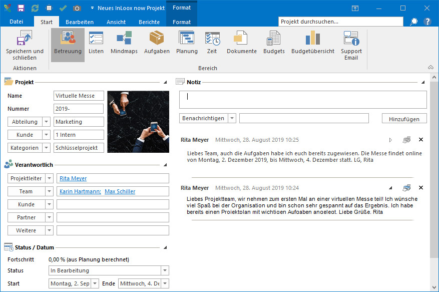 Organisieren Sie Ihren virtuellen Messeauftritt über ein InLoox Projekt