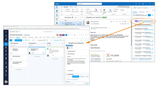 InLoox für Outlook: Direkt aus Outlook nach InLoox Web App ins Projekt (c) InLoox GmbH