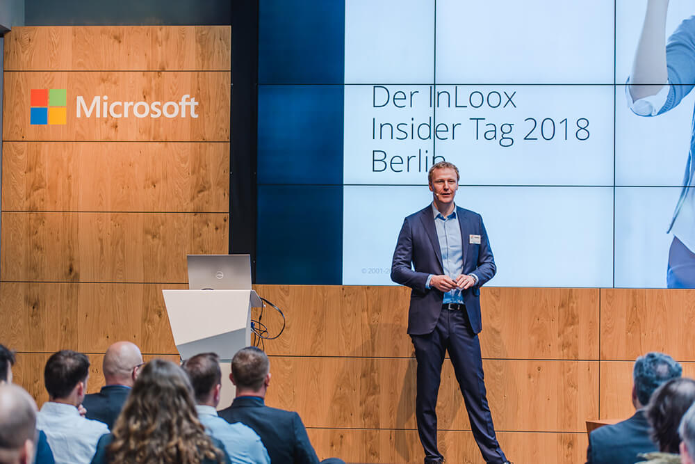 InLoox Insider Tag 2018 in Berlin: Begrüßung der Teilnehmer durch InLoox Geschäftsführer und Gründer, Dr. Andreas Tremel