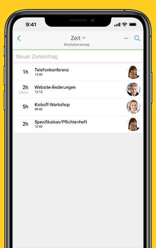 InLoox Mobile App für iOS und Android:  Zeiterfassung