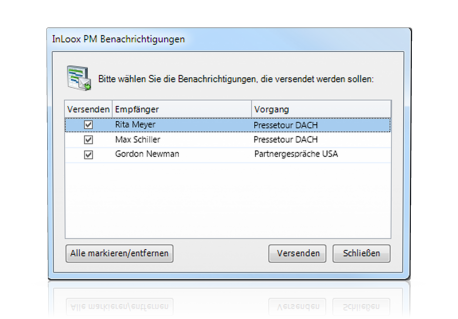 Individuelle Projektbenachrichtigungen - InLoox PM 7.5