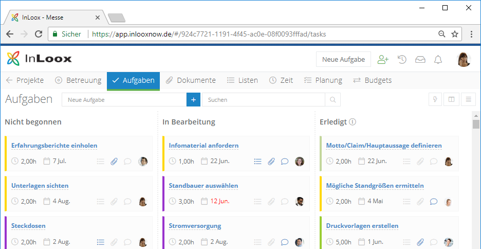 InLoox 10: InLoox Web App hat ein Re-Design erhalten und ist nun noch moderner und flacher