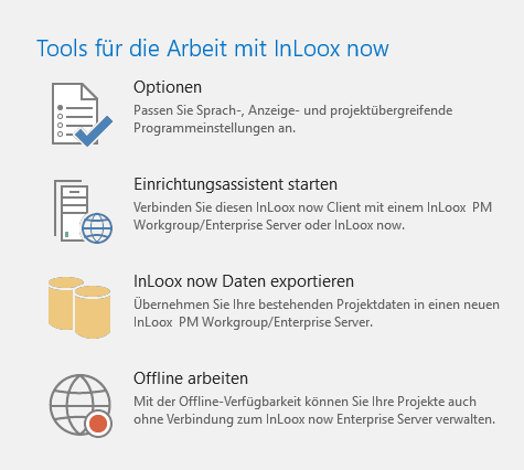 InLoox 10: Nun können auch InLoox now! Nutzer ein Backup Ihrer Daten machen und sogar zu InLoox PM wechseln, andersherum ist es natürlich auch möglich. 