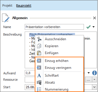InLoox Best Practice 2 - Kontextmenü