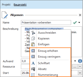 InLoox Best Practice 2 - Kontextmenü