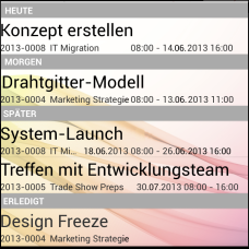 InLoox Mobile Apps - Arbeitspaketliste