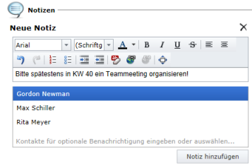 InLoox now! - Benachrichtigung über Notizen