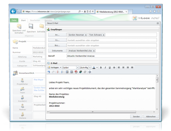 InLoox now! - Email versenden