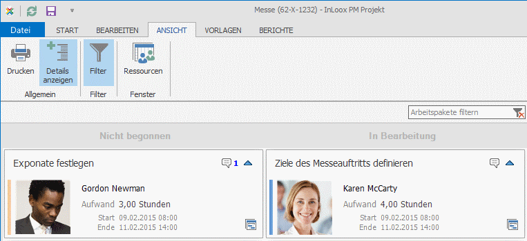 InLoox PM 8.2.3 Kanban-Ansichtsoptionen