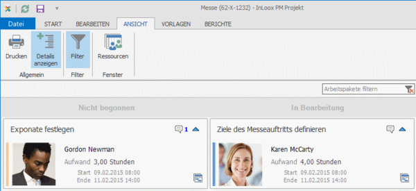 InLoox PM 8.2.3 Kanban-Ansichtsoptionen
