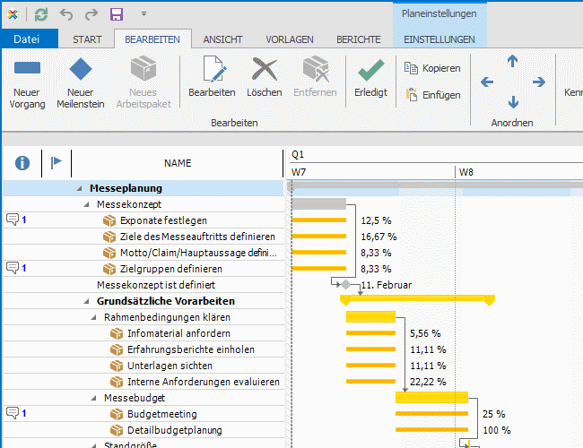 InLoox PM 8.2.3 Kommentare in der Planung