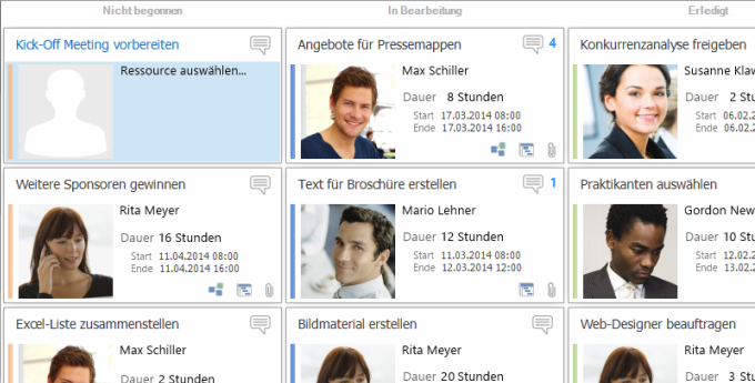 Kanban-Tafel in InLoox PM