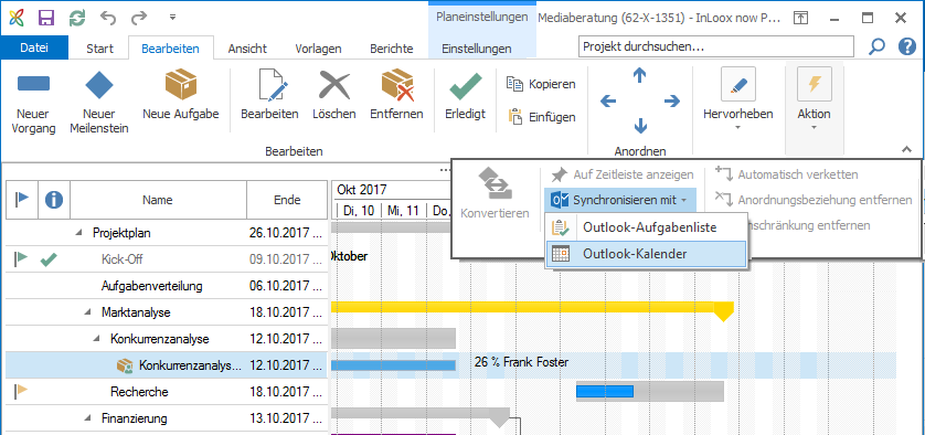 Synchronisation zwischen InLoox und Microsoft Outlook