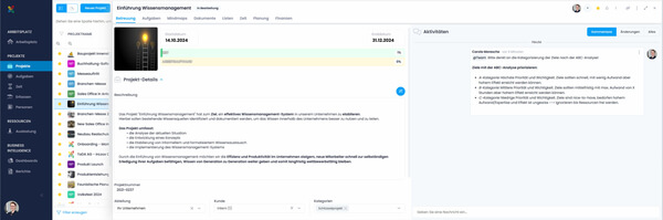 InLoox für Wissensmanagement: Projektkommentare mit Infos für Projektteam