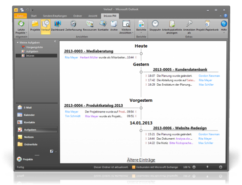 Verlauf - InLoox PM 7.5 für Outlook