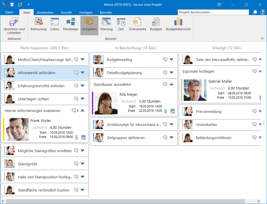 InLoox für Outlook - Kanban-Board