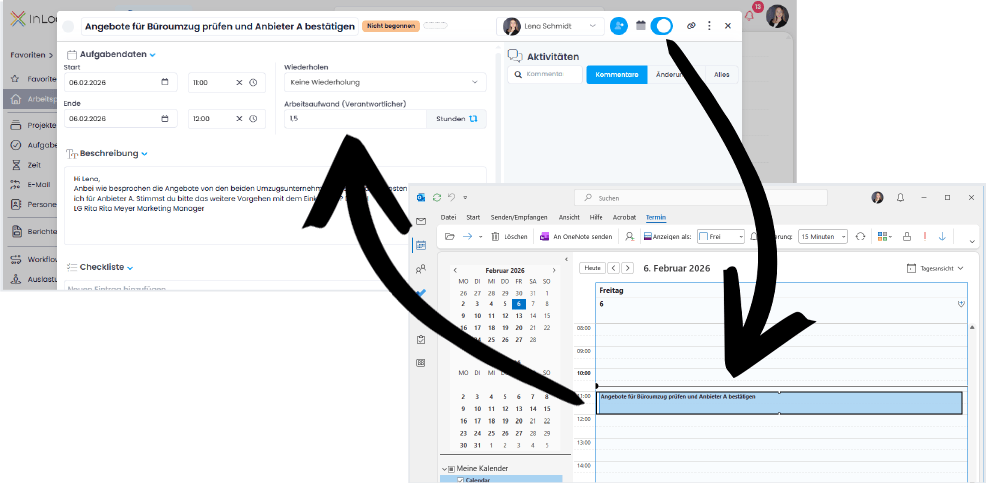 InLoox Aufgabe mit Outlook-Kalender synchronisieren | InLoox 26.1
