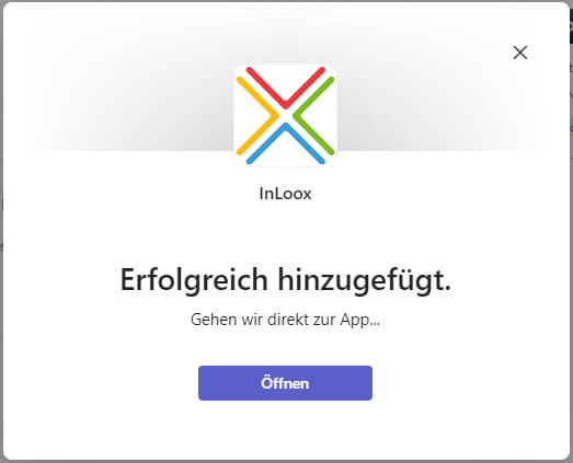 InLoox App erfolgreich in Teams hinzugefügt