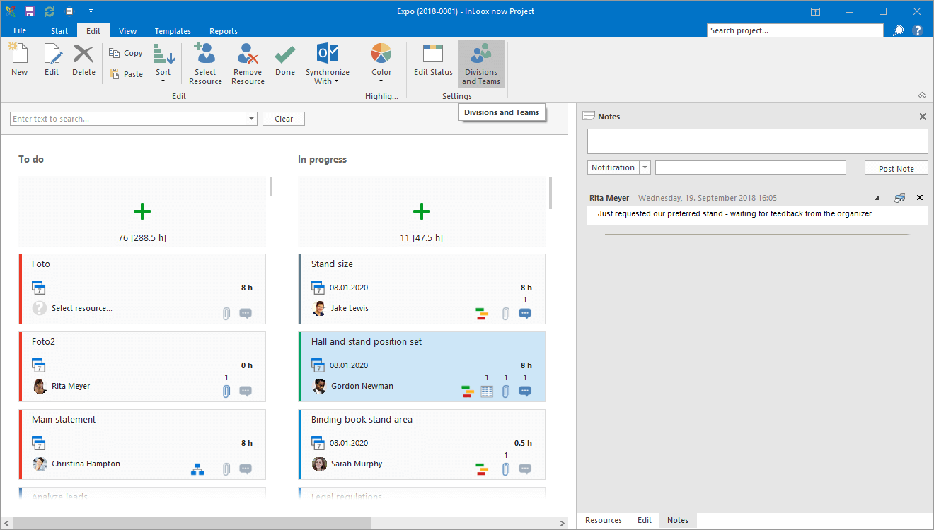 InLoox Feature: Better project communication and collaboration with task notes