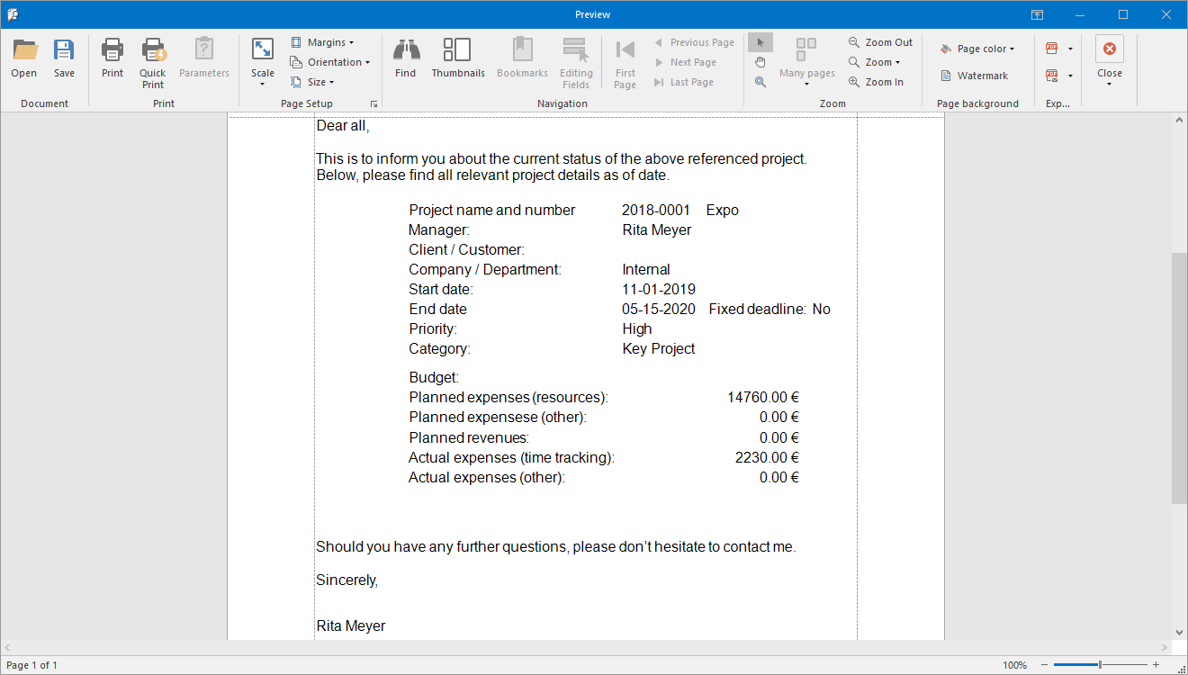 InLoox feature: Reports and Report Designer - Create powerful project reports with InLoox