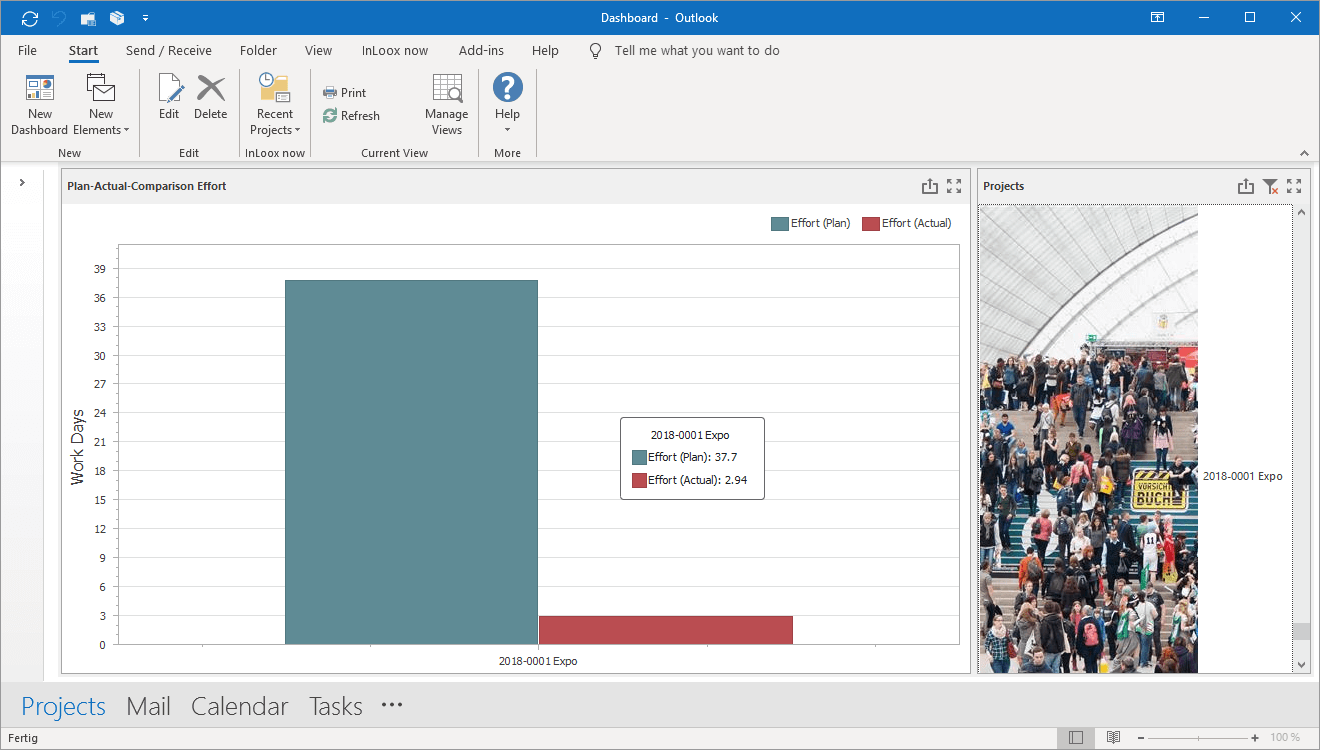 InLoox feature: Time tracking - Compare planned effort with actual effort spent on tasks to make your planning more accurate. 