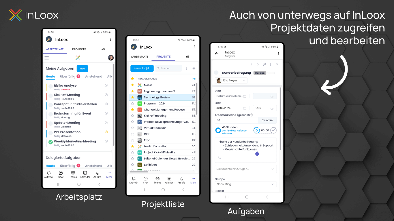 Projekte unterwegs per Smartphone managen - mit InLoox für Teams