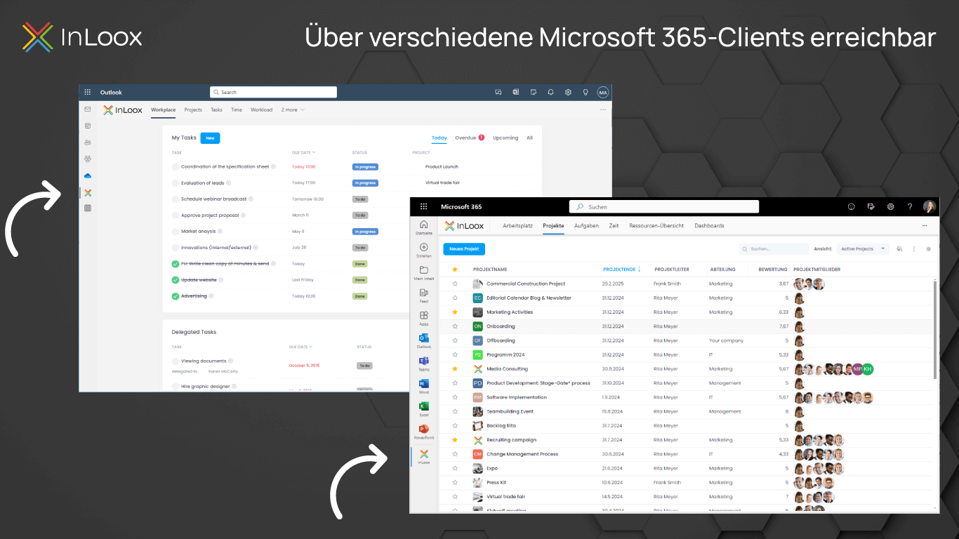 InLoox in verschiedenen Microsoft 365-Clients nutzen
