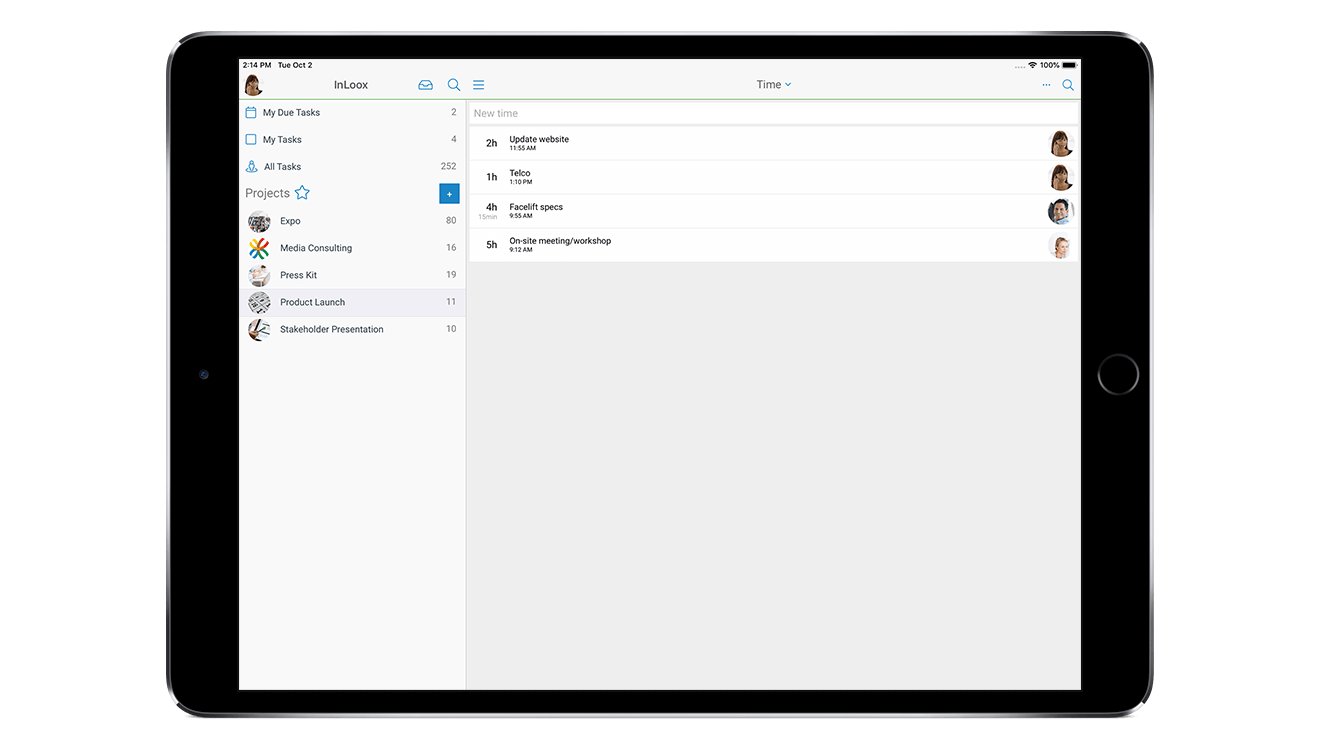 InLoox Mobile App - Zeitmanagement