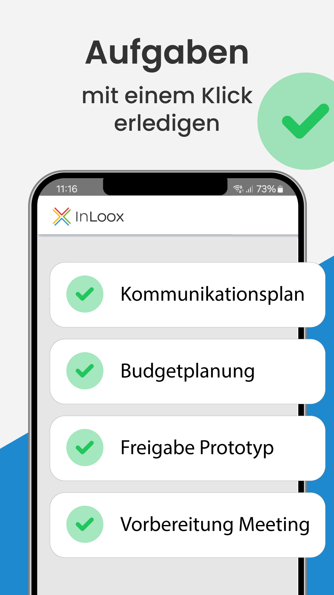InLoox Mobile App - Aufgaben abhaken