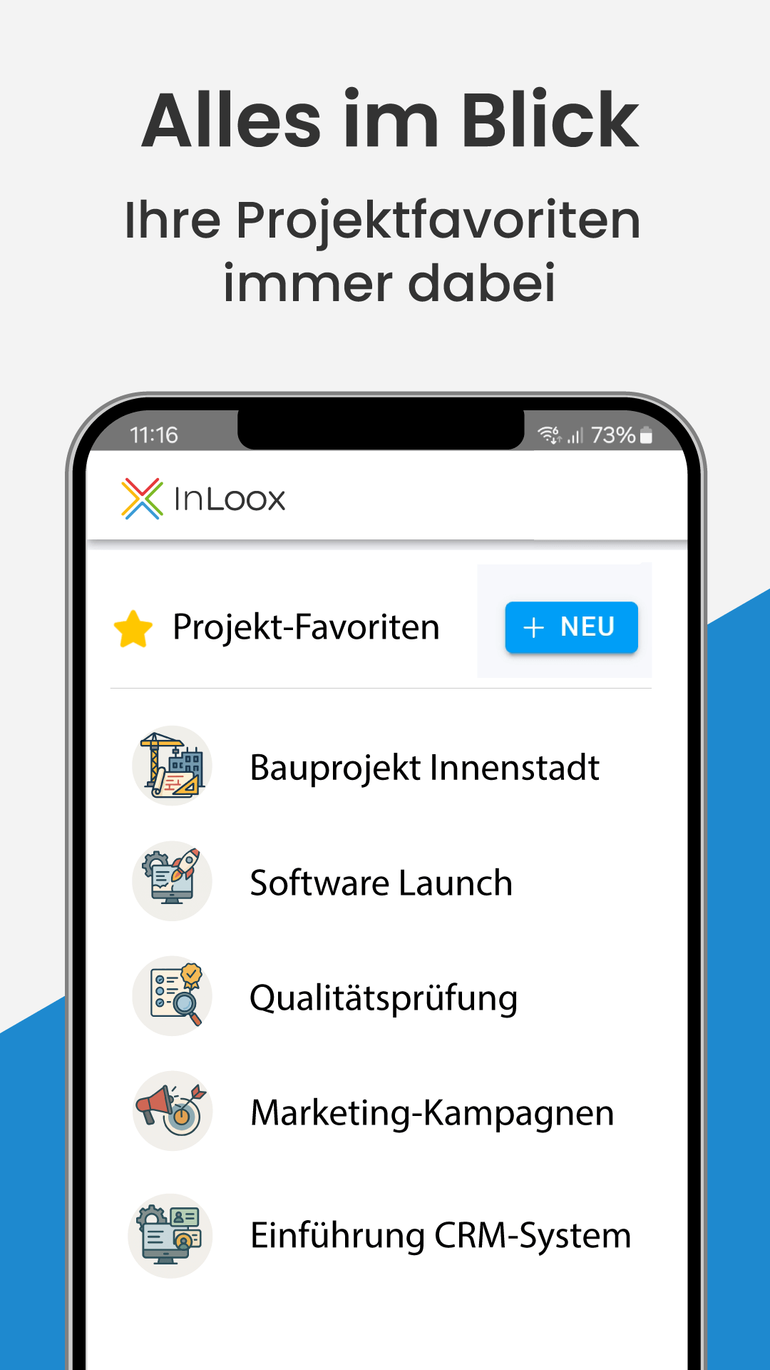 InLoox Mobile Apps - Projekt-Favoriten