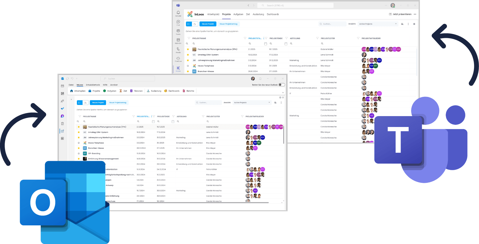 Funktionen von InLoox auch in Outlook und MS Teams verfügbar