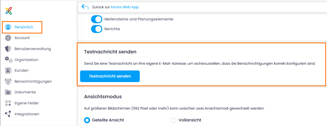 Versand von Test-E-Mail-Benachrichtigungen