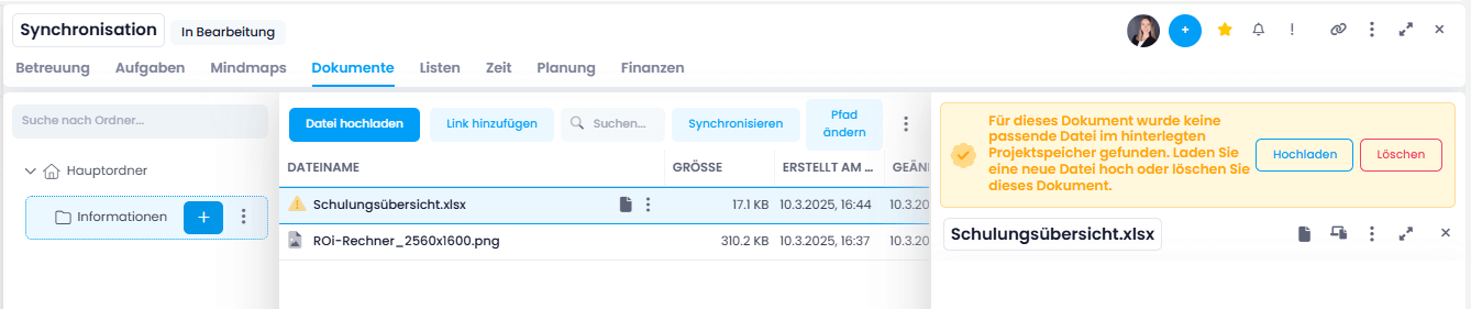 Verwaiste Dokumente ersetzen oder löschen