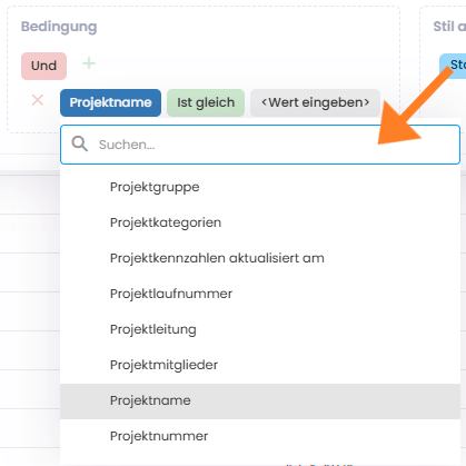 Suche nach Spalten im Filter-Generator, z.B. in der Bedingten Formatierung