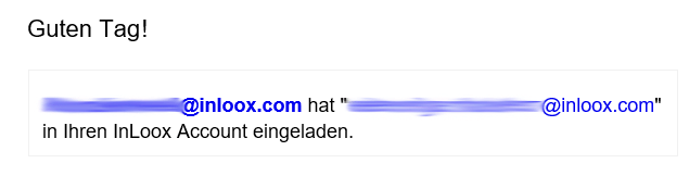 Benachrichtigung über Account Einladung