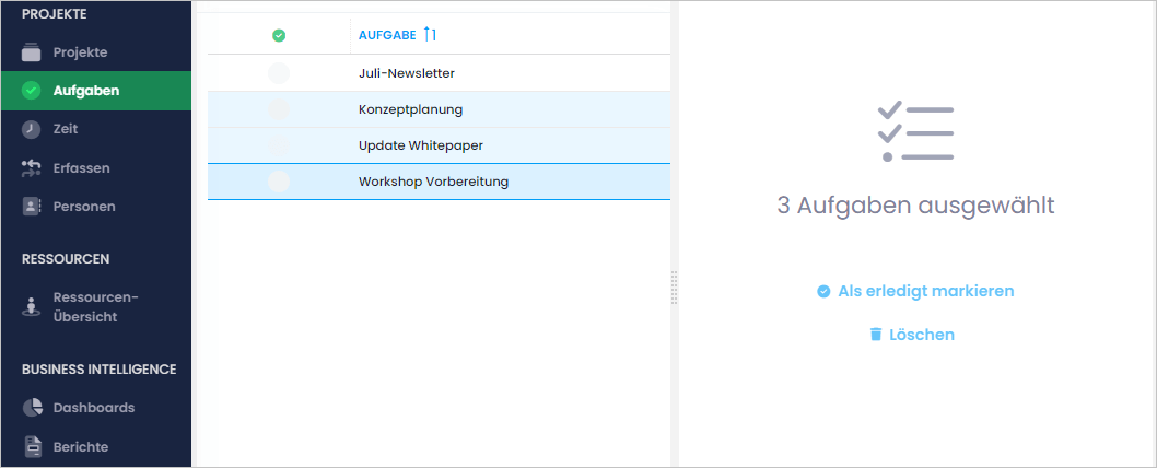 Multi-Edit in InLoox Aufgabenliste