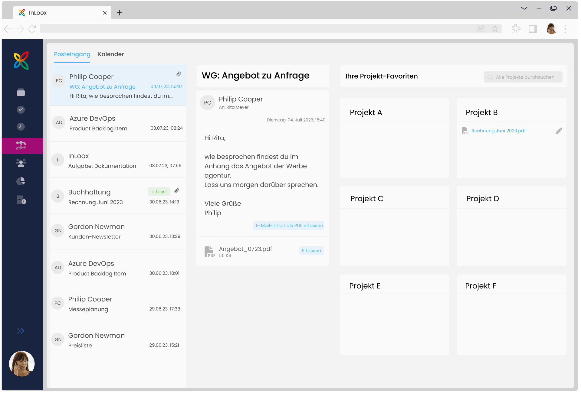 Quicktrack - E-Mails und Anhänge in InLoox abspeichern