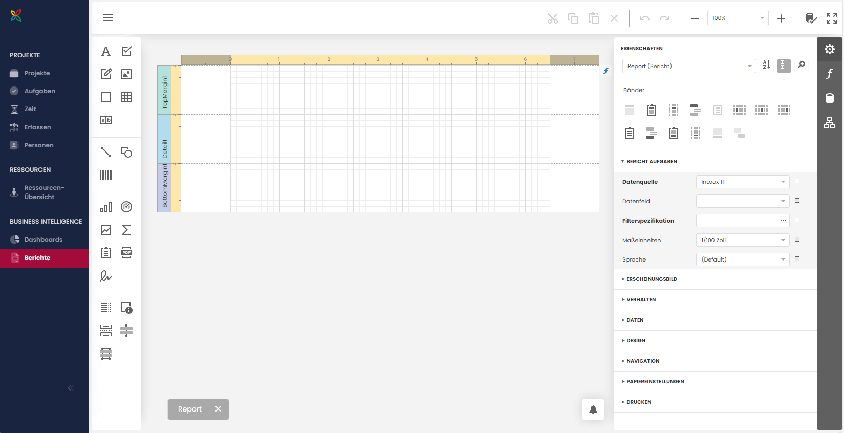 Bericht Designer in InLoox Web App