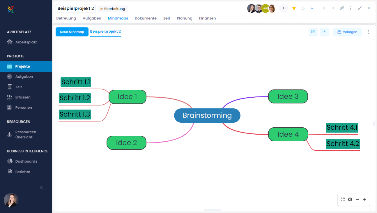 Mindmaps in InLoox Web App