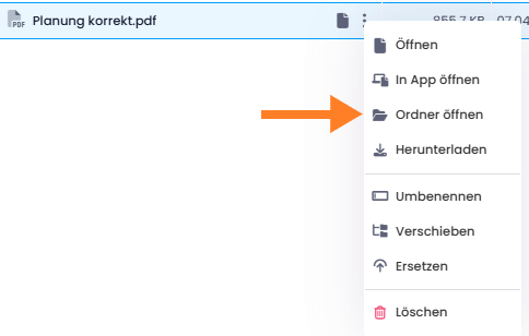 Speicherort / Ordner eines Dokumentes öffnen