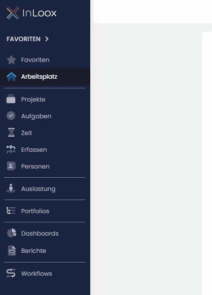 Anpassbares Hauptmenü in InLoox